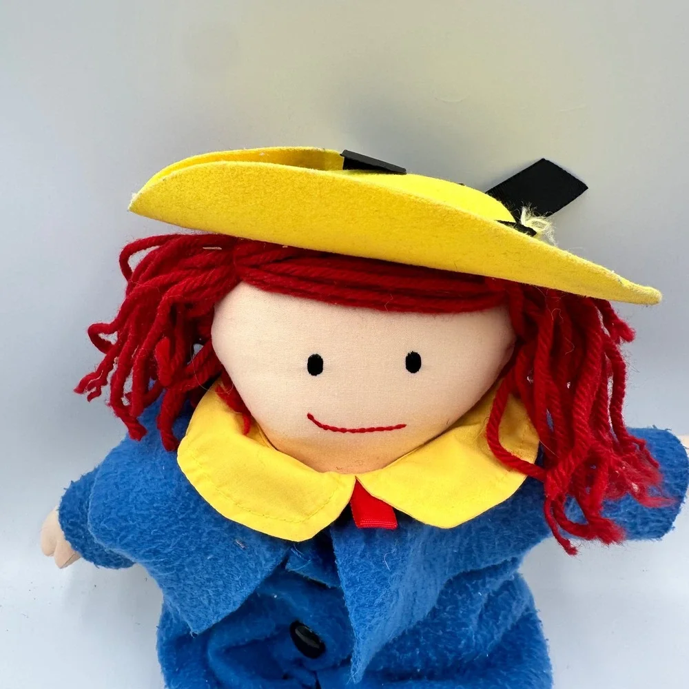 Madeline Rag Doll Plush Red Yarn Hair Blue Coat Yellow Hat RC2 Brands 2004 15in